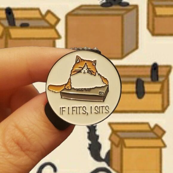 📦🐈if it fits, i sits enamel pin - Picture 8 of 10